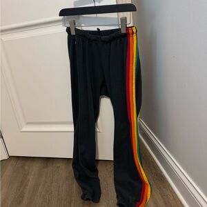 Aviator Nation Rainbow Sweatpants with Bold Stripes